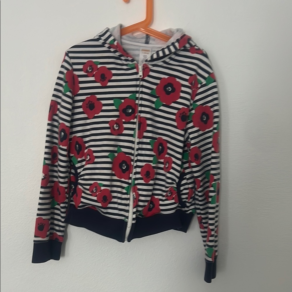 Gymboree Red and Black Floral Stripe Jacket